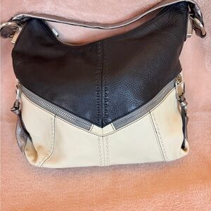 b. makowsky Black and Cream Hobo Bag